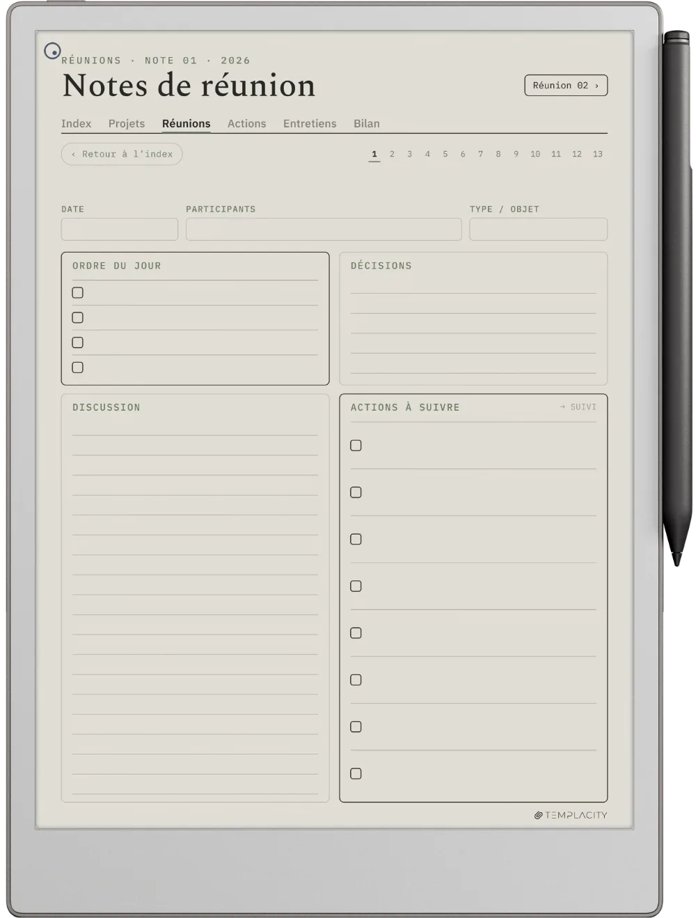 The Planner · Work reMarkable Paper Pro page 3