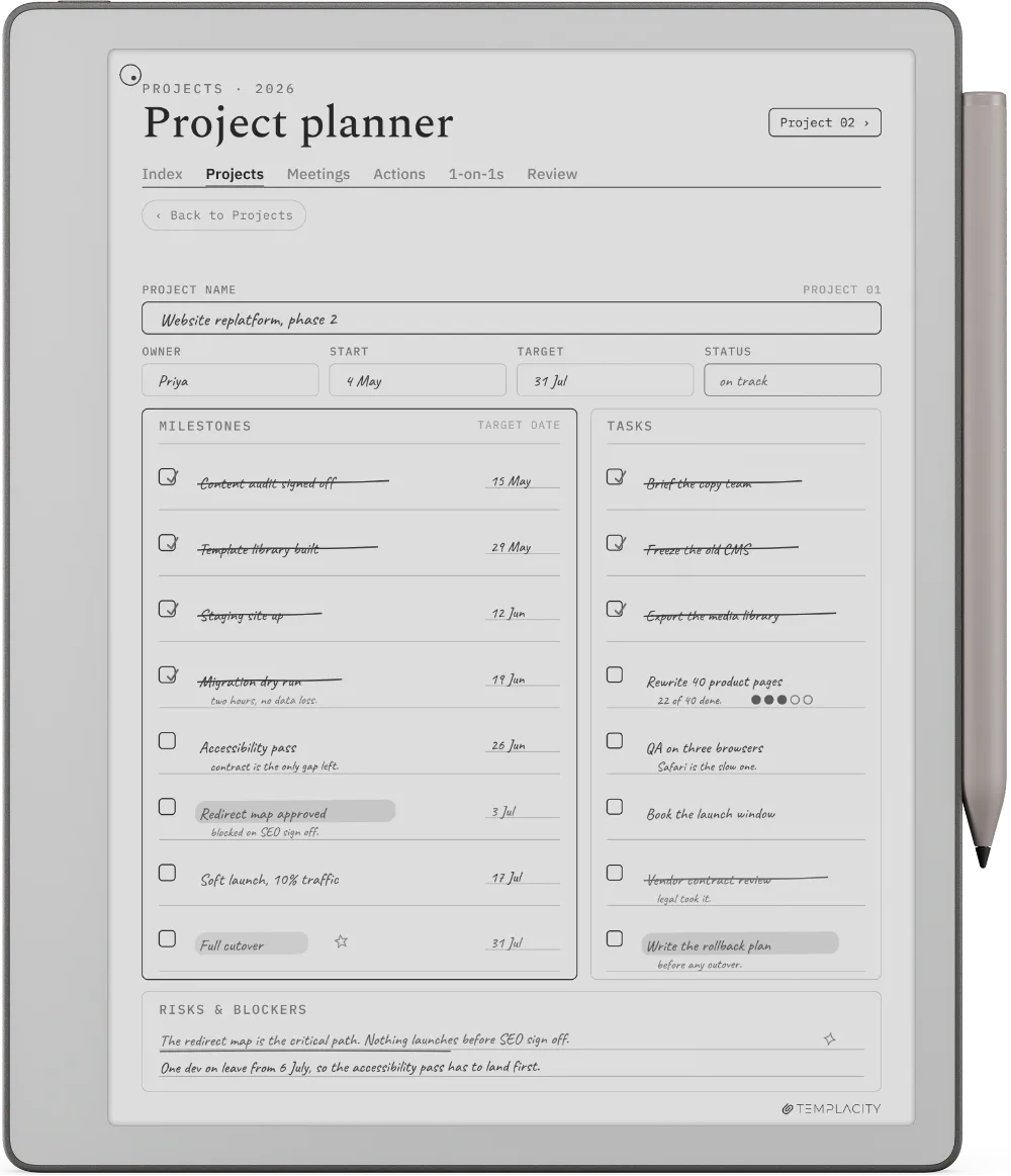 The Planner on the reMarkable Paper Pure