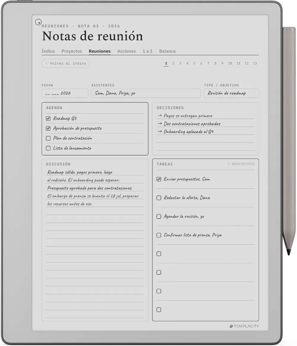 The Planner en el reMarkable Paper Pure