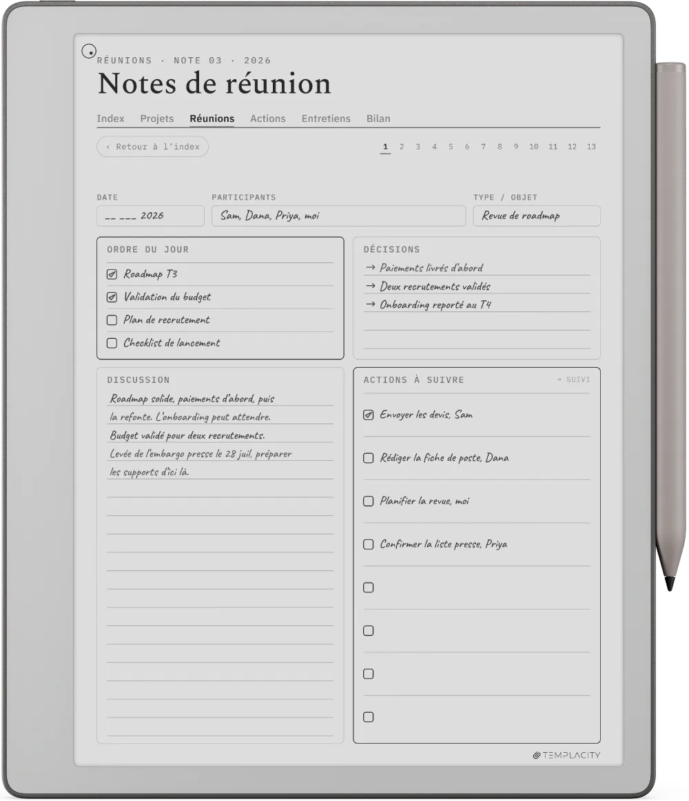Le Planner sur la reMarkable Paper Pure