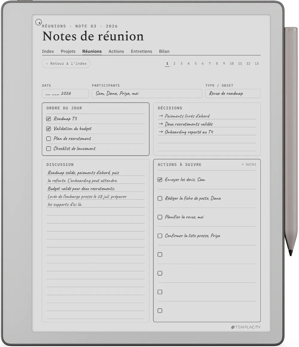 Le Planner sur la reMarkable Paper Pure