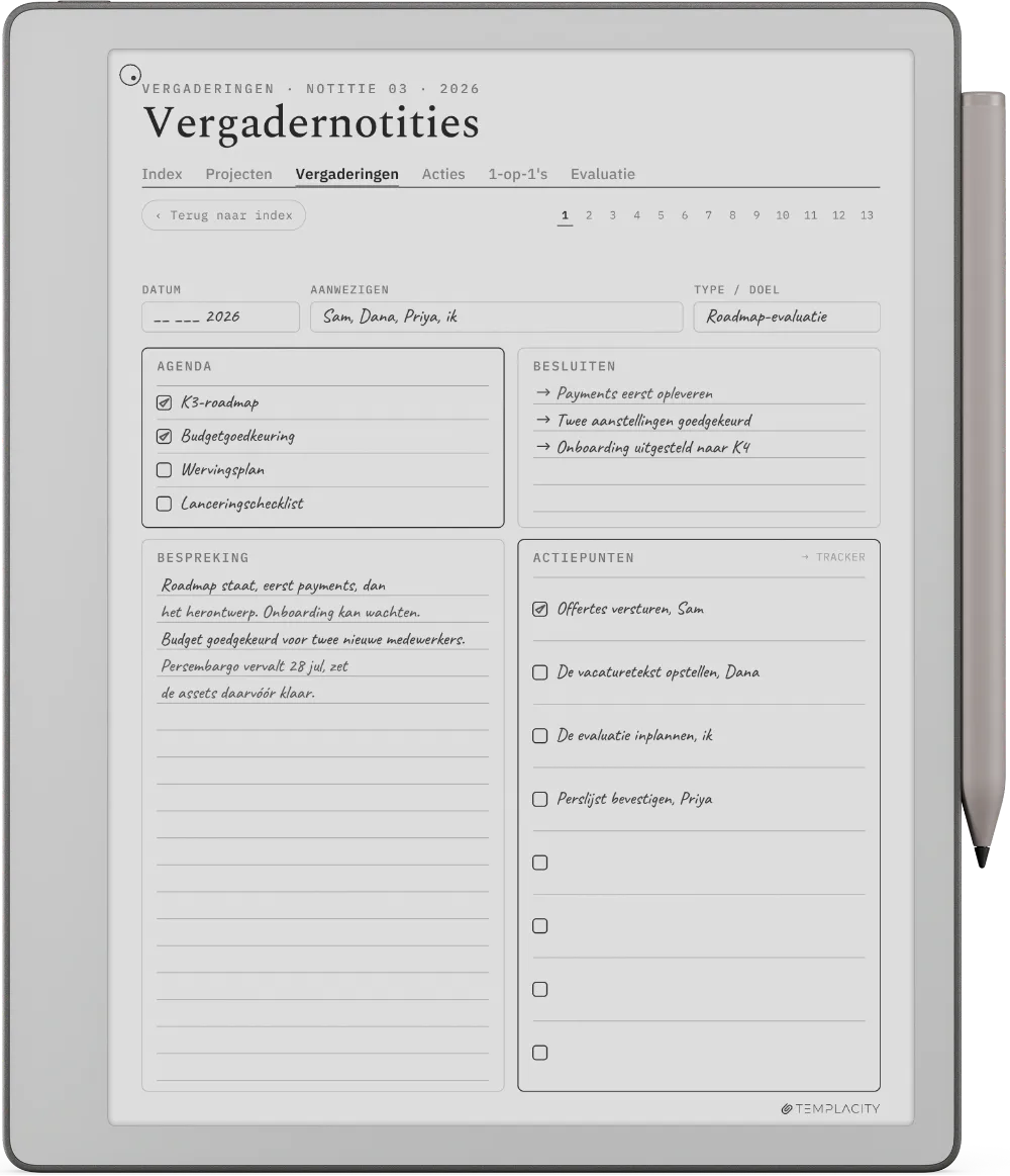 The Planner op de reMarkable Paper Pure