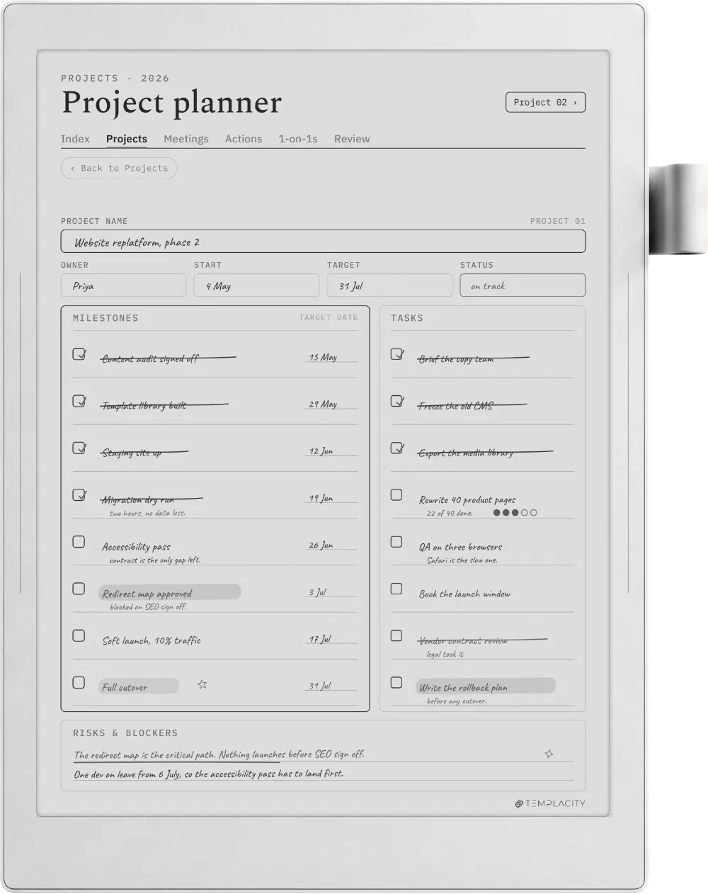 The Planner on the Supernote Manta