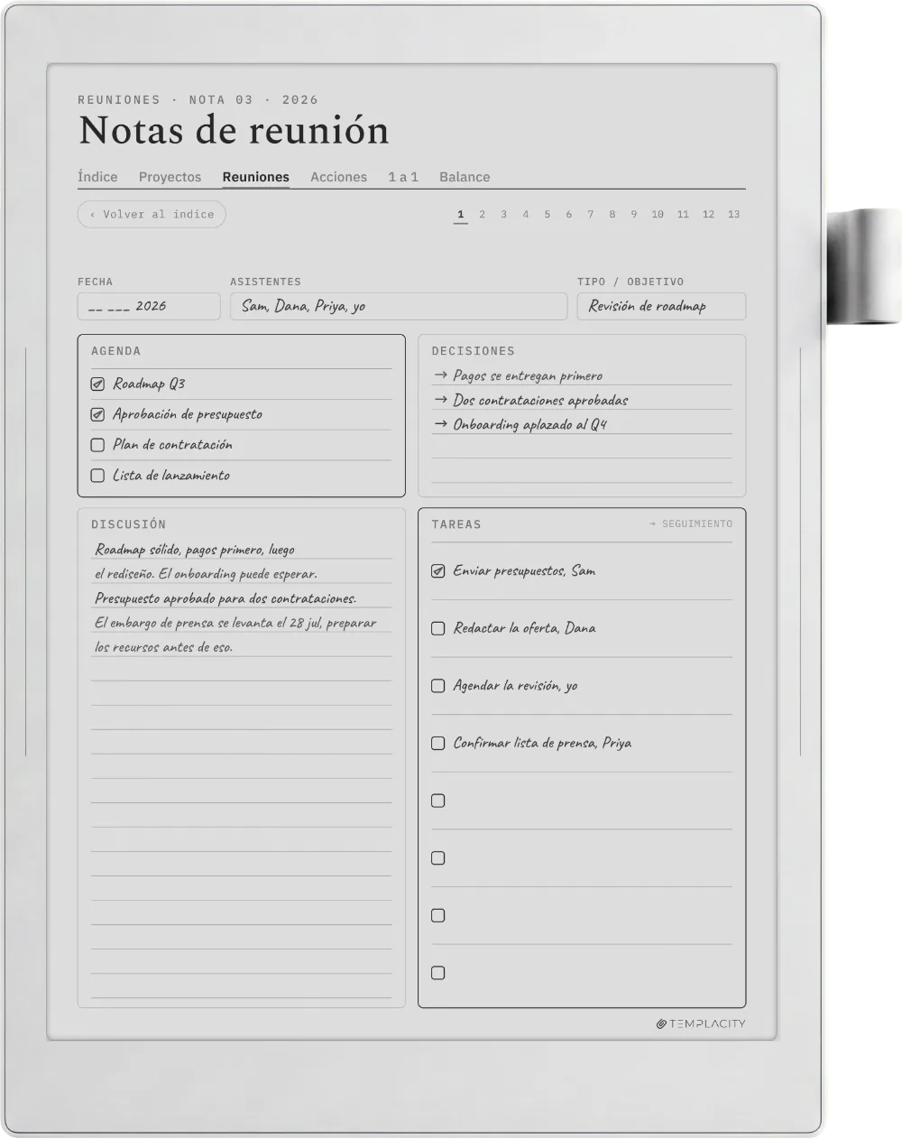 The Planner en el Supernote Manta