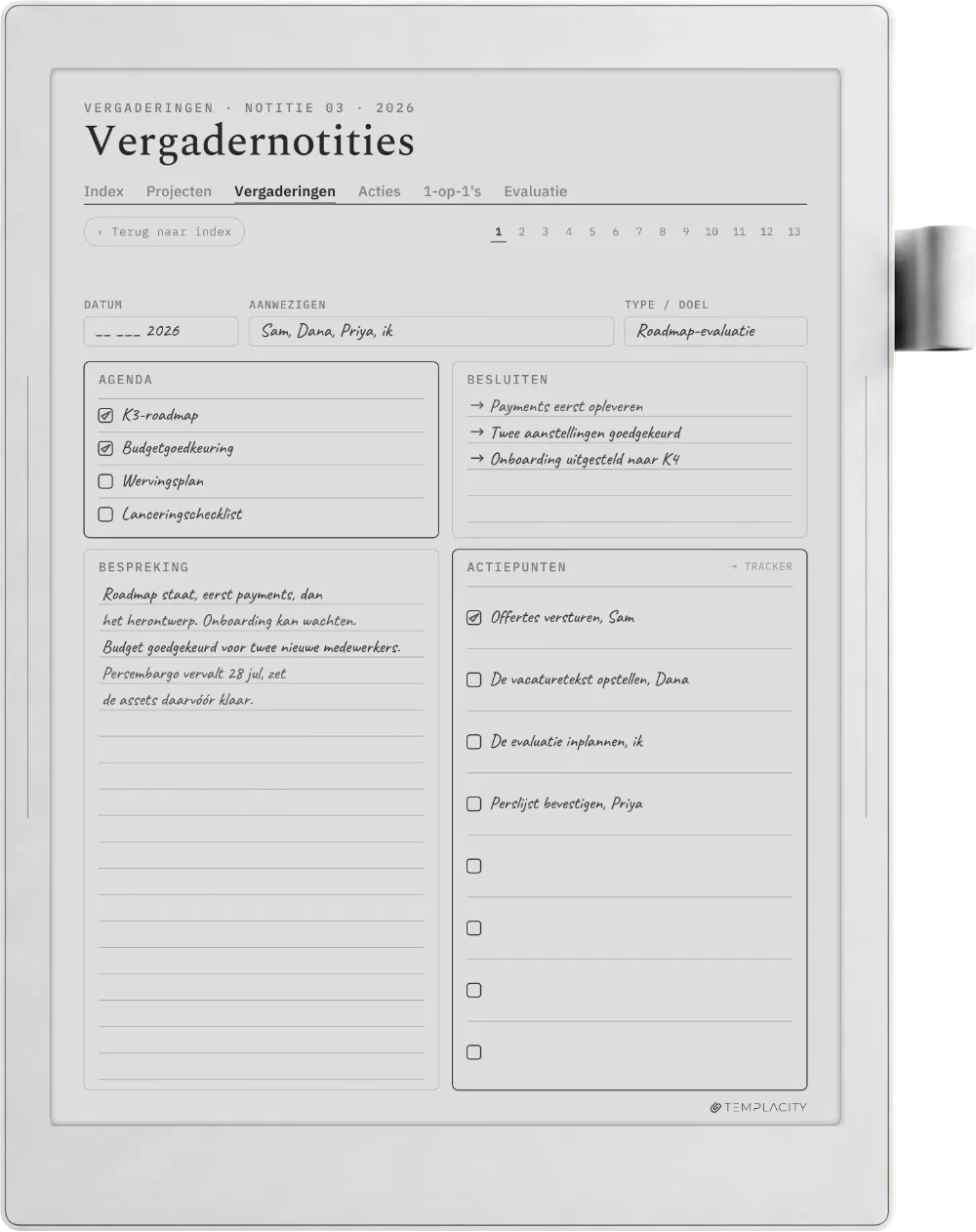 The Planner op de Supernote Manta