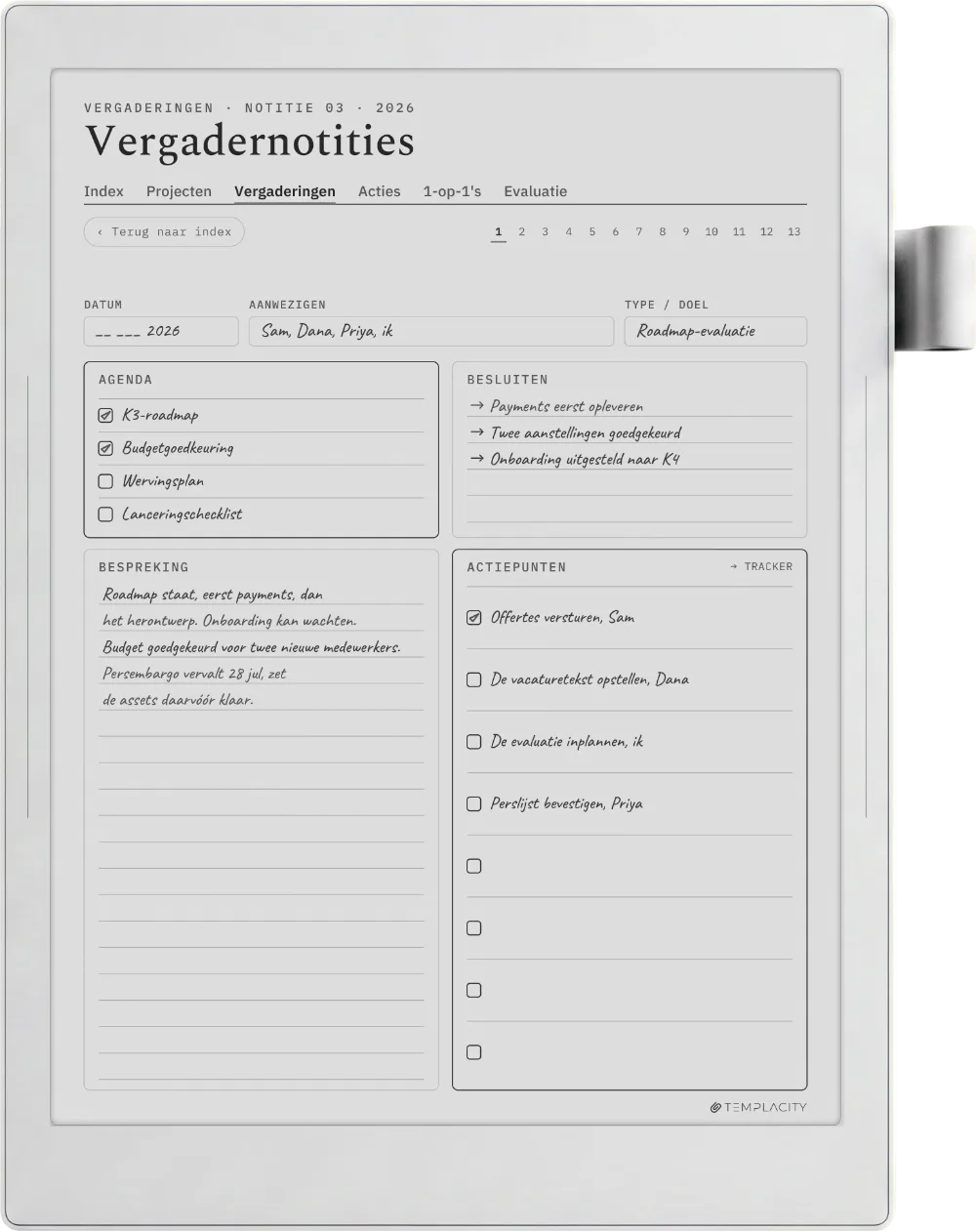 The Planner op de Supernote Manta