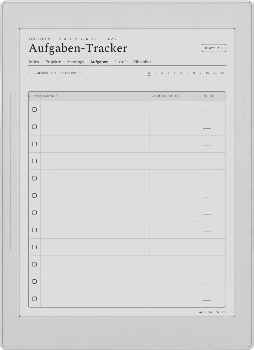The Planner · Work Supernote Nomad Seite 2