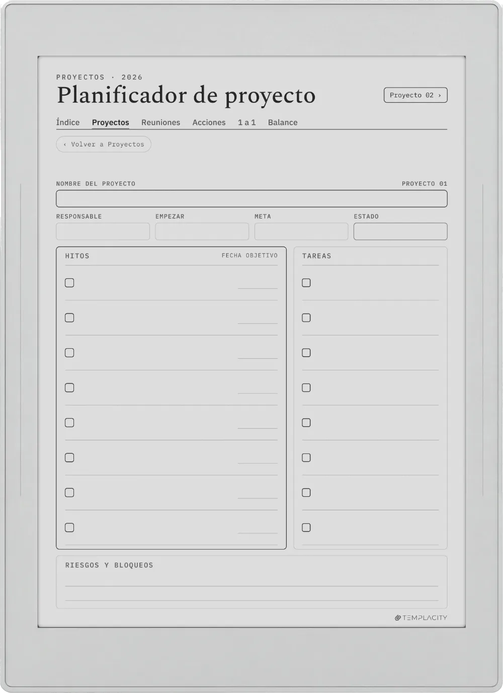 The Planner El panel de proyectos