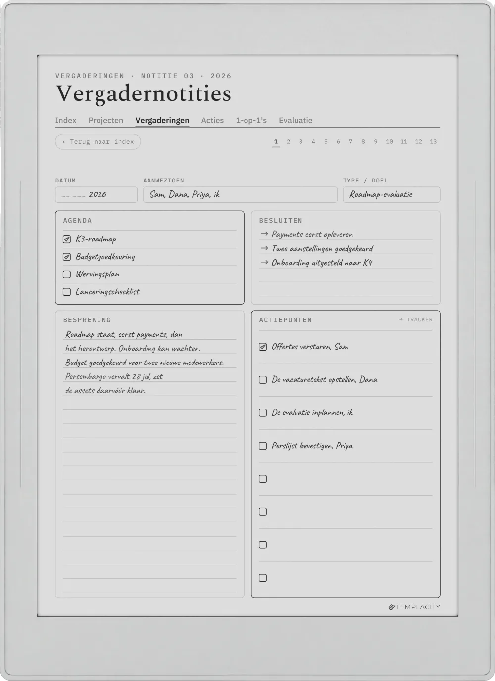 The Planner op de Supernote Nomad