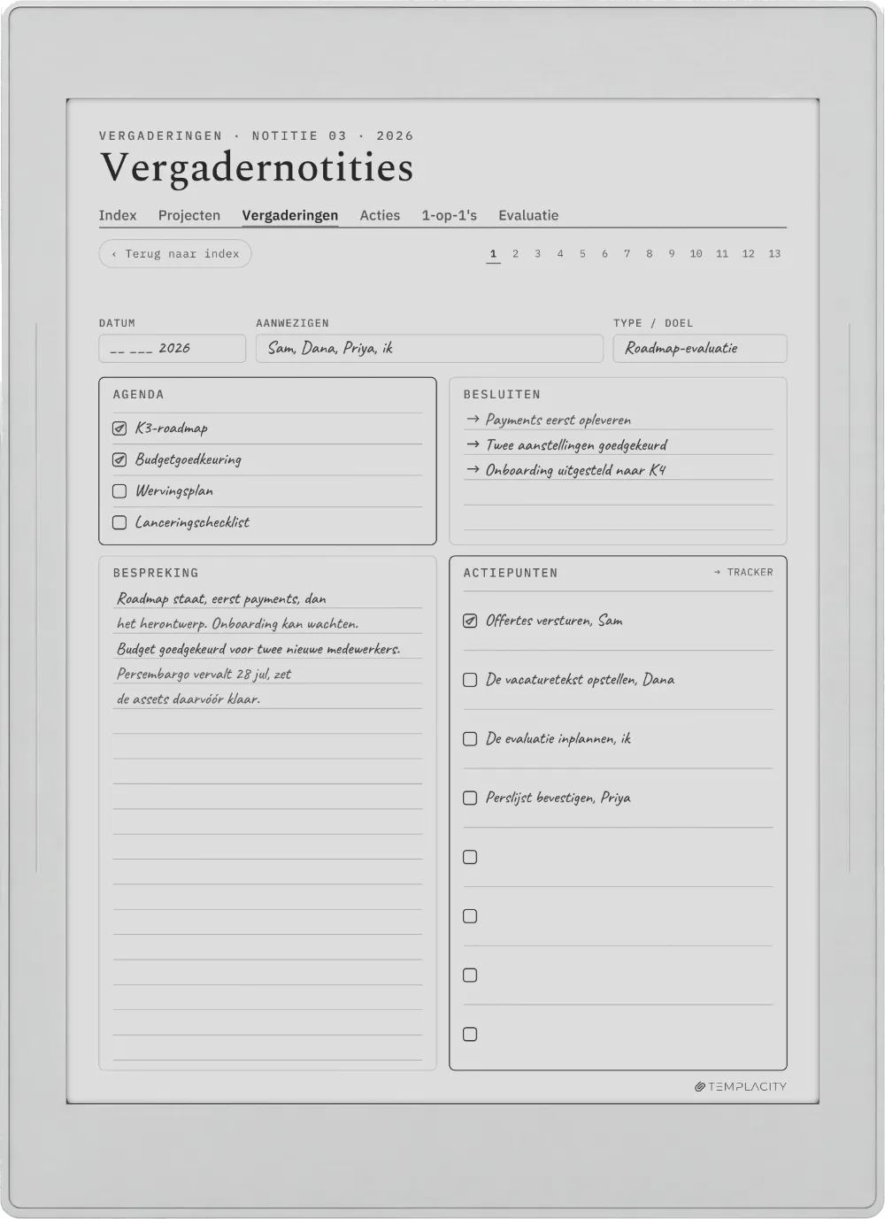 The Planner op de Supernote Nomad