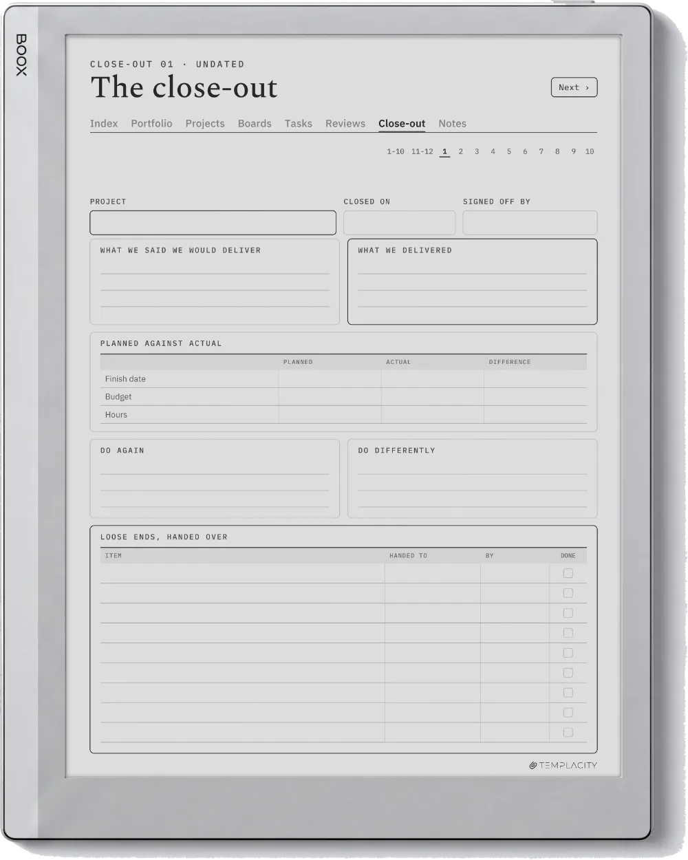 The Planner · Project Portfolio Boox Go 10.3 page 5