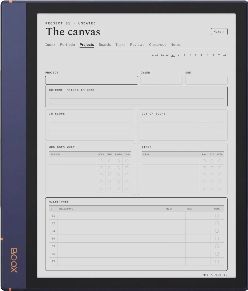The Planner · Project Portfolio Boox Note Air2 page 2