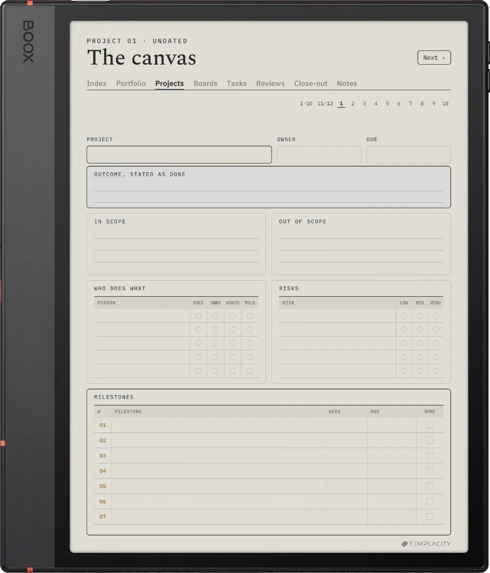The Planner · Project Portfolio Boox Note Air5 C page 2