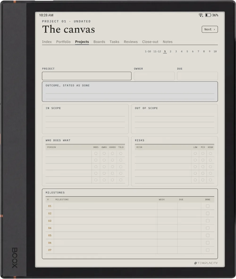 The Planner · Project Portfolio Boox Note Max page 2