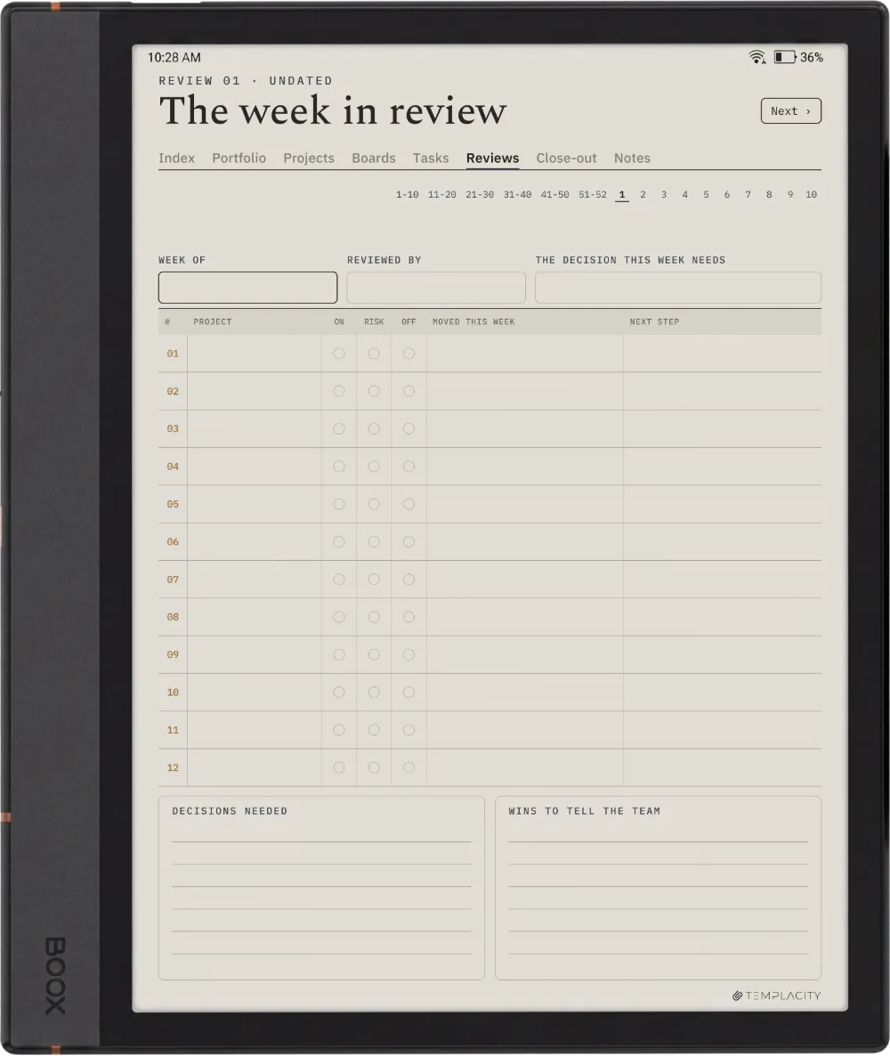The Planner · Project Portfolio Boox Note Max page 4