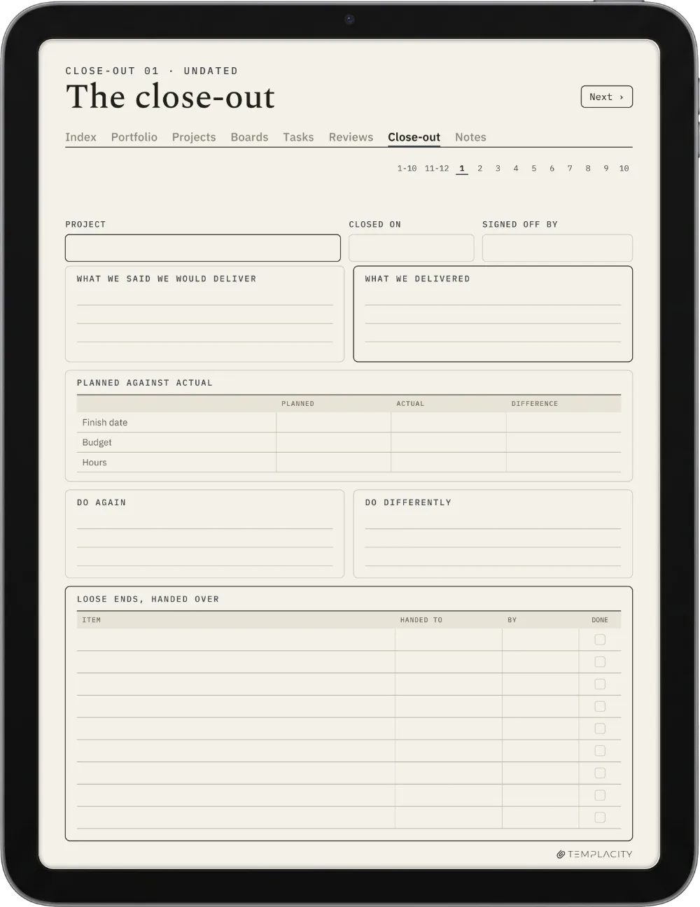 The Planner · Project Portfolio iPad page 5