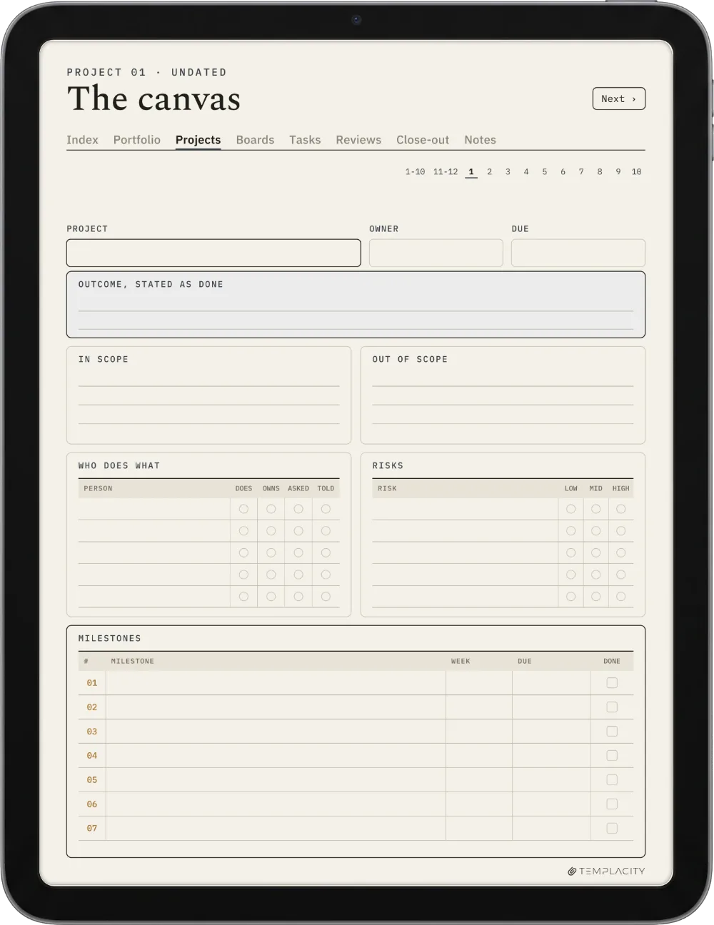 The Planner · Project Portfolio iPad page 2