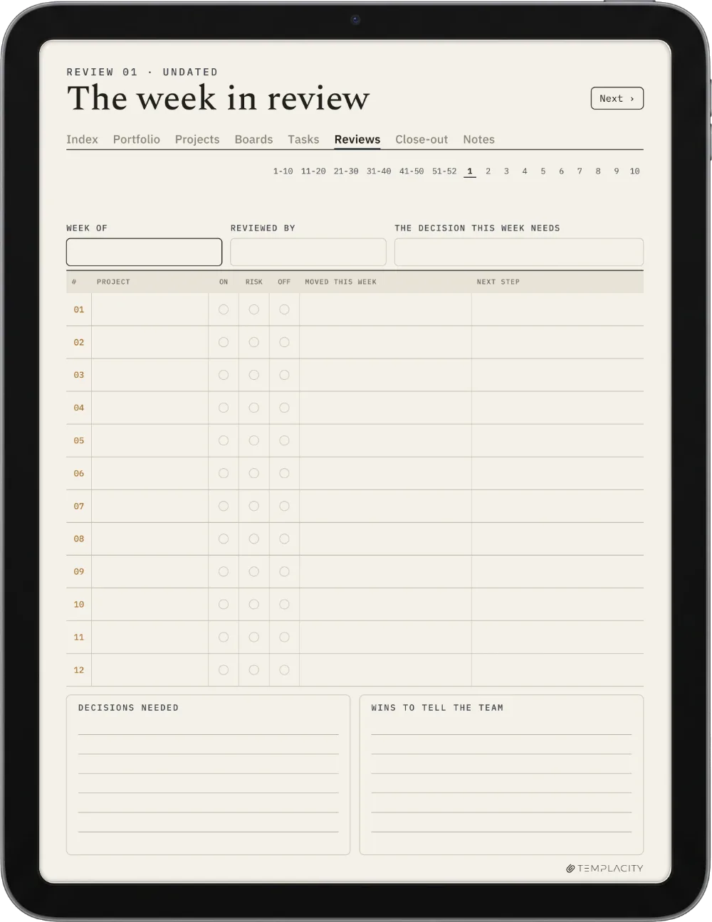 The Planner · Project Portfolio iPad page 4