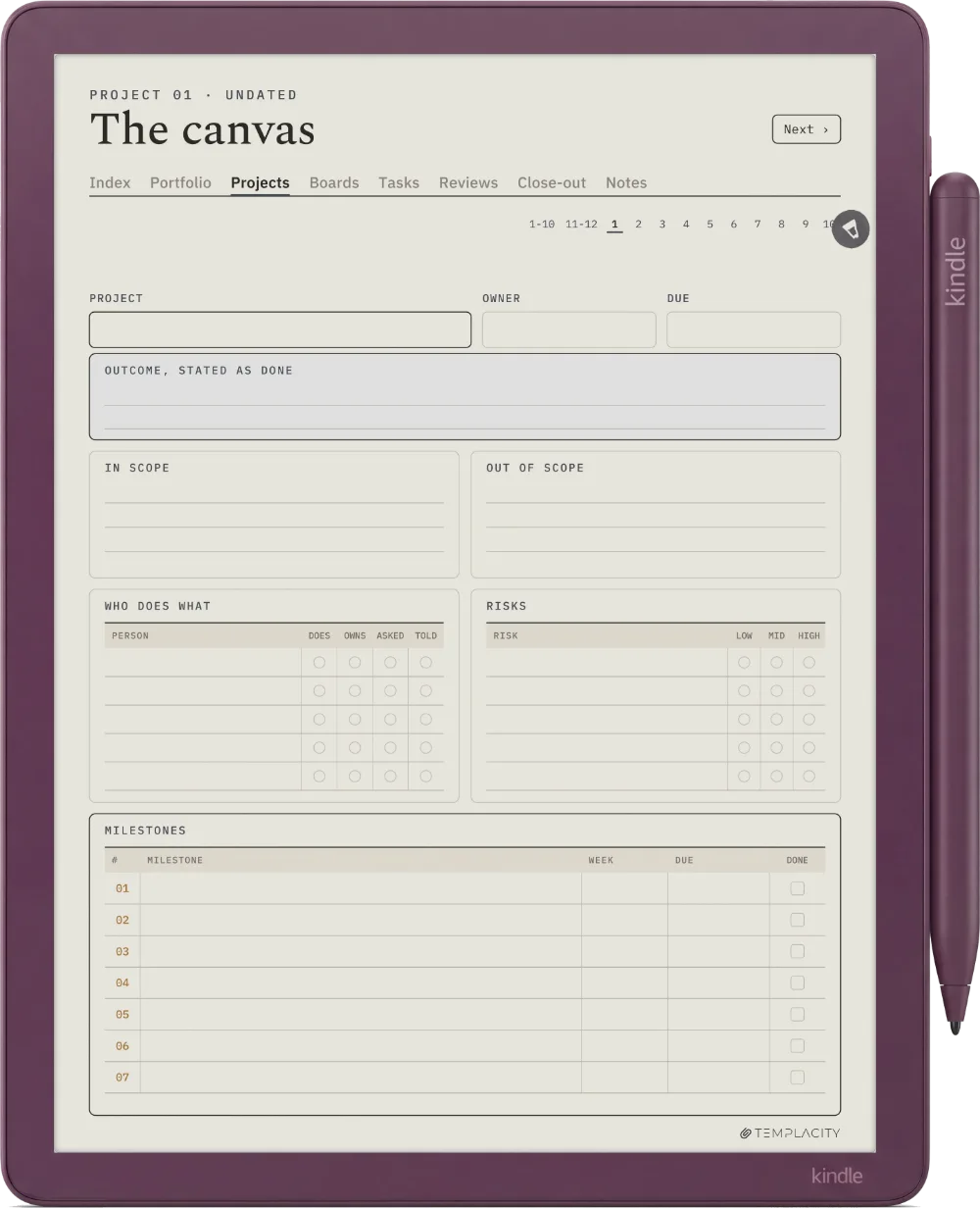 The Planner · Project Portfolio Kindle Scribe Colorsoft page 2