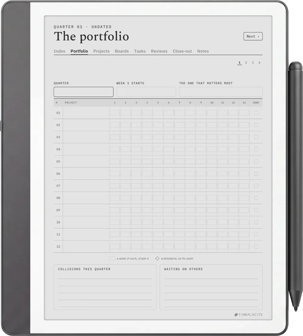 The Planner · Project Portfolio Kindle Scribe page 1