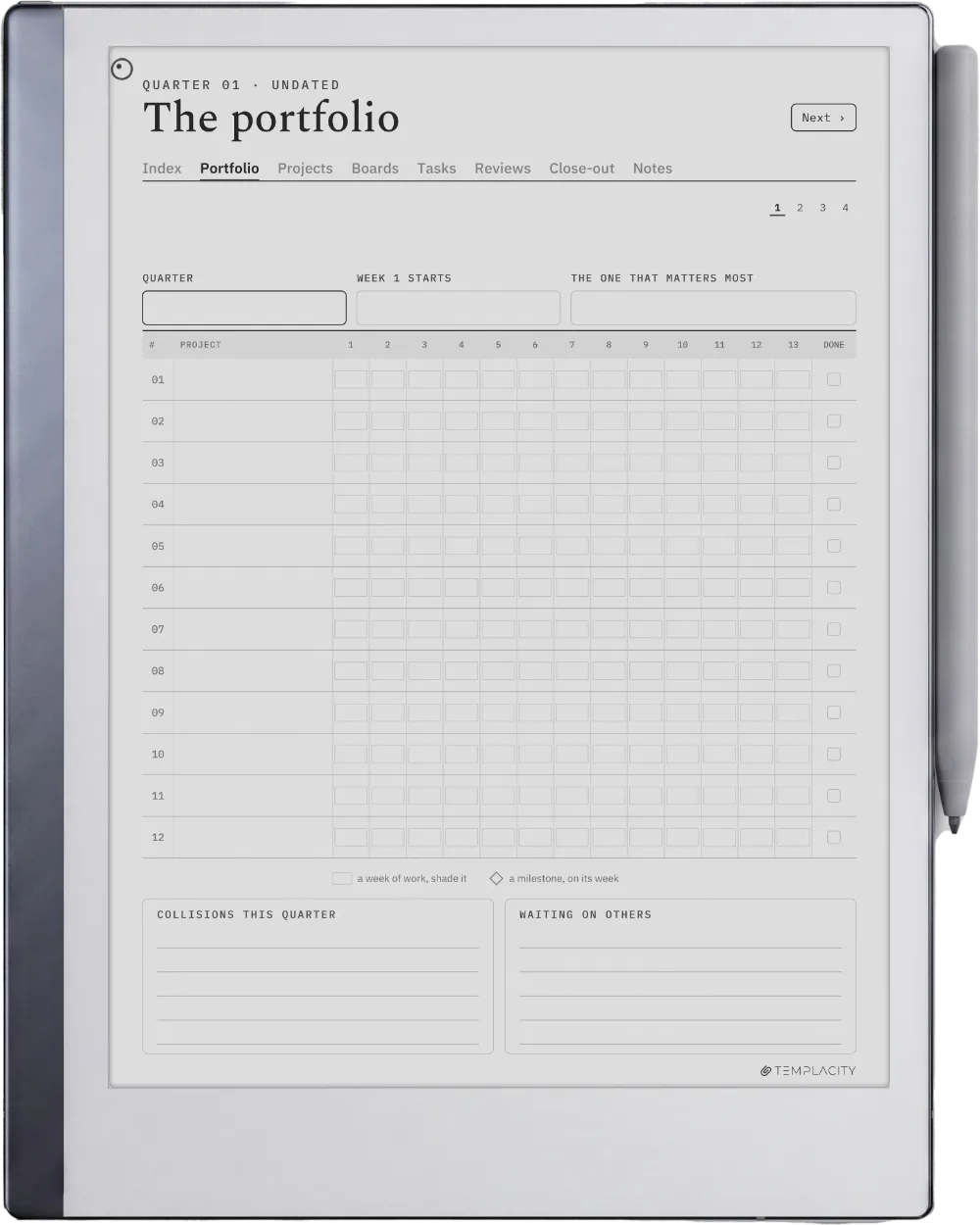 The Planner on the reMarkable 2