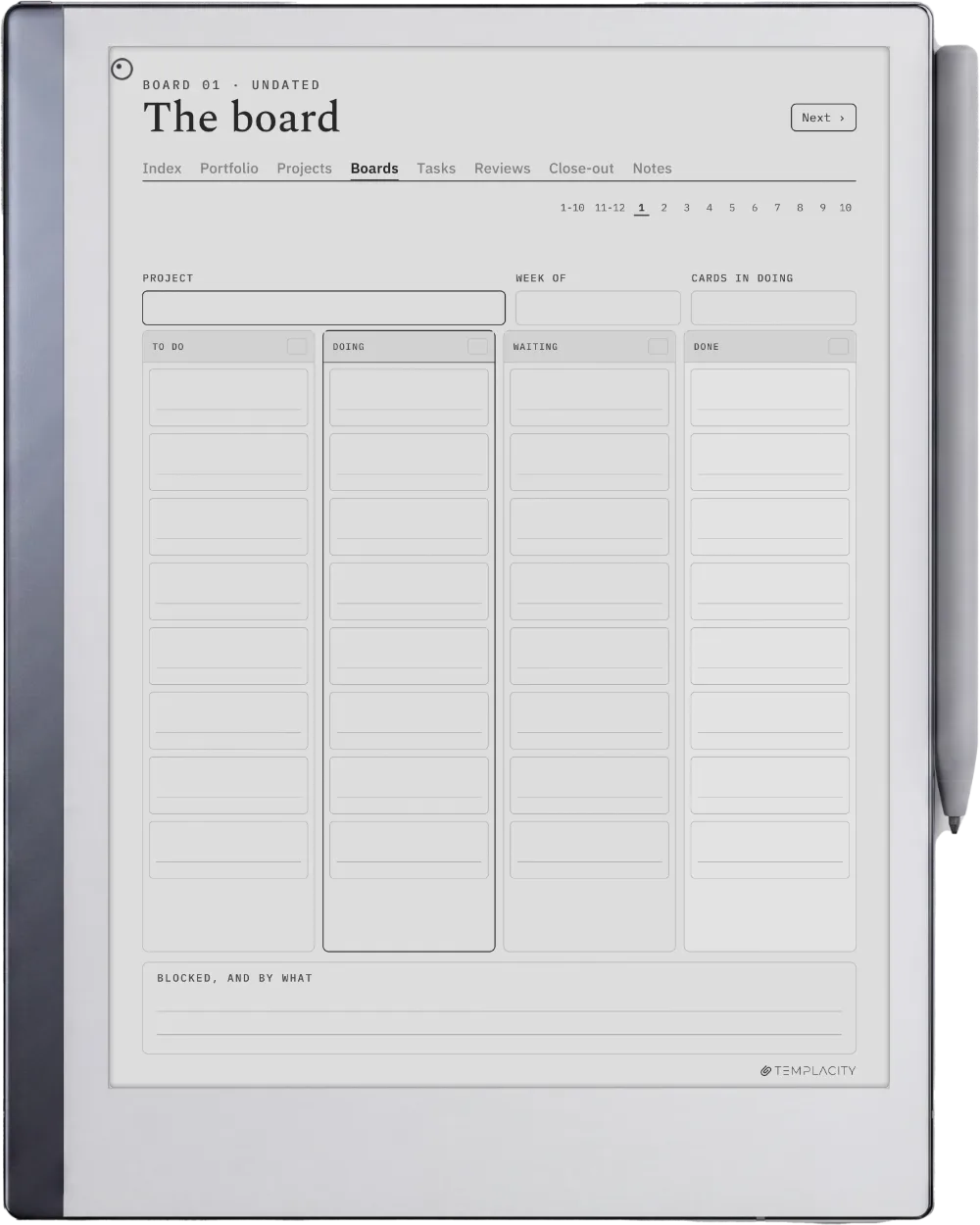 The Planner · Project Portfolio reMarkable 2 page 3