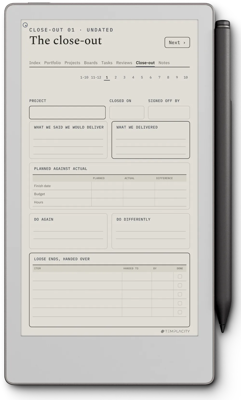 The Planner · Project Portfolio reMarkable Paper Pro Move page 5