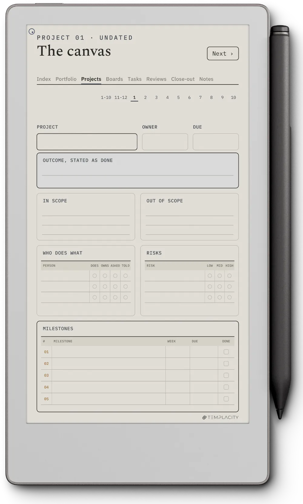 The Planner · Project Portfolio reMarkable Paper Pro Move page 2