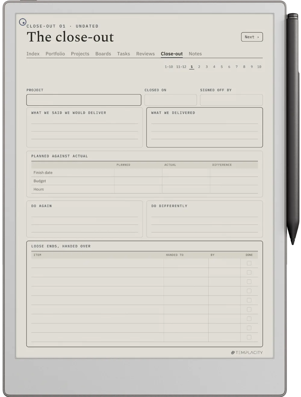 The Planner · Project Portfolio reMarkable Paper Pro page 5