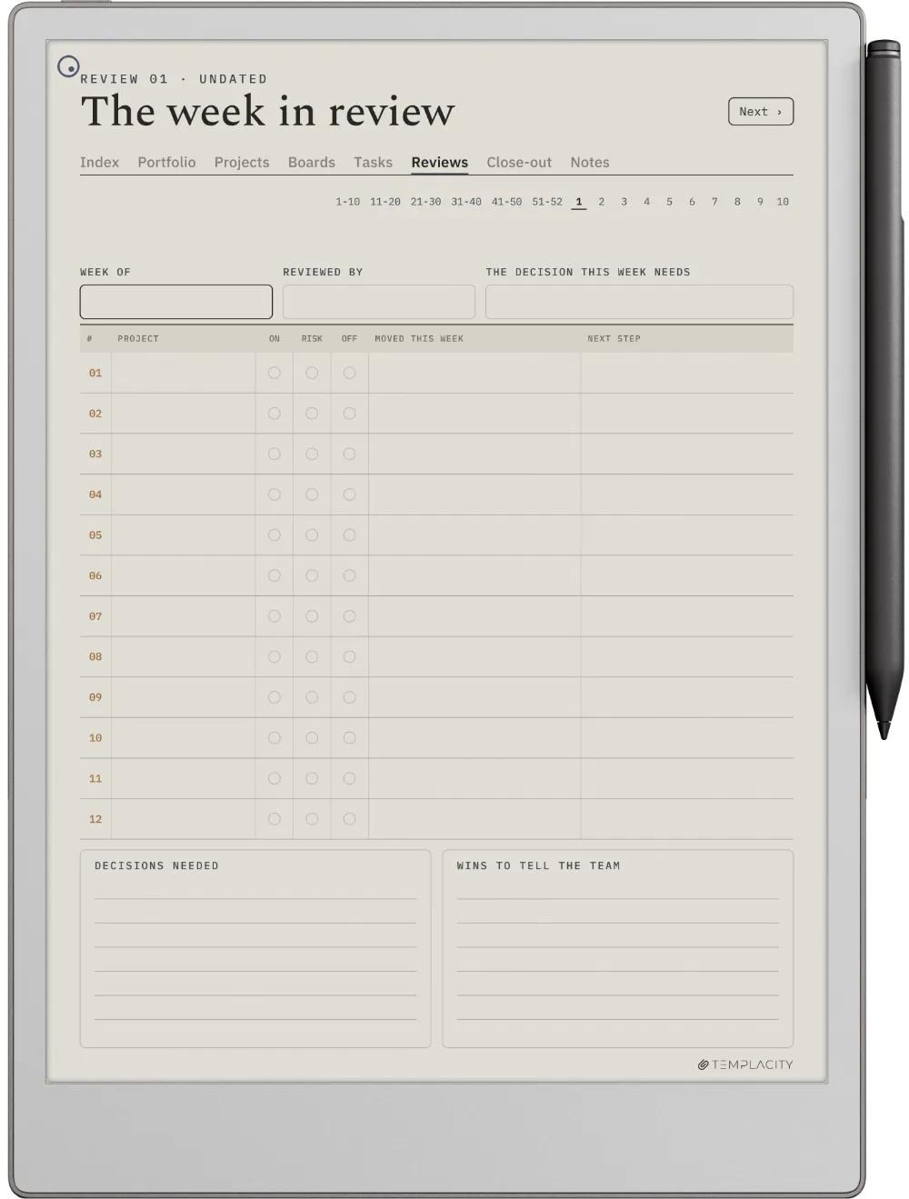 The Planner · Project Portfolio reMarkable Paper Pro page 4