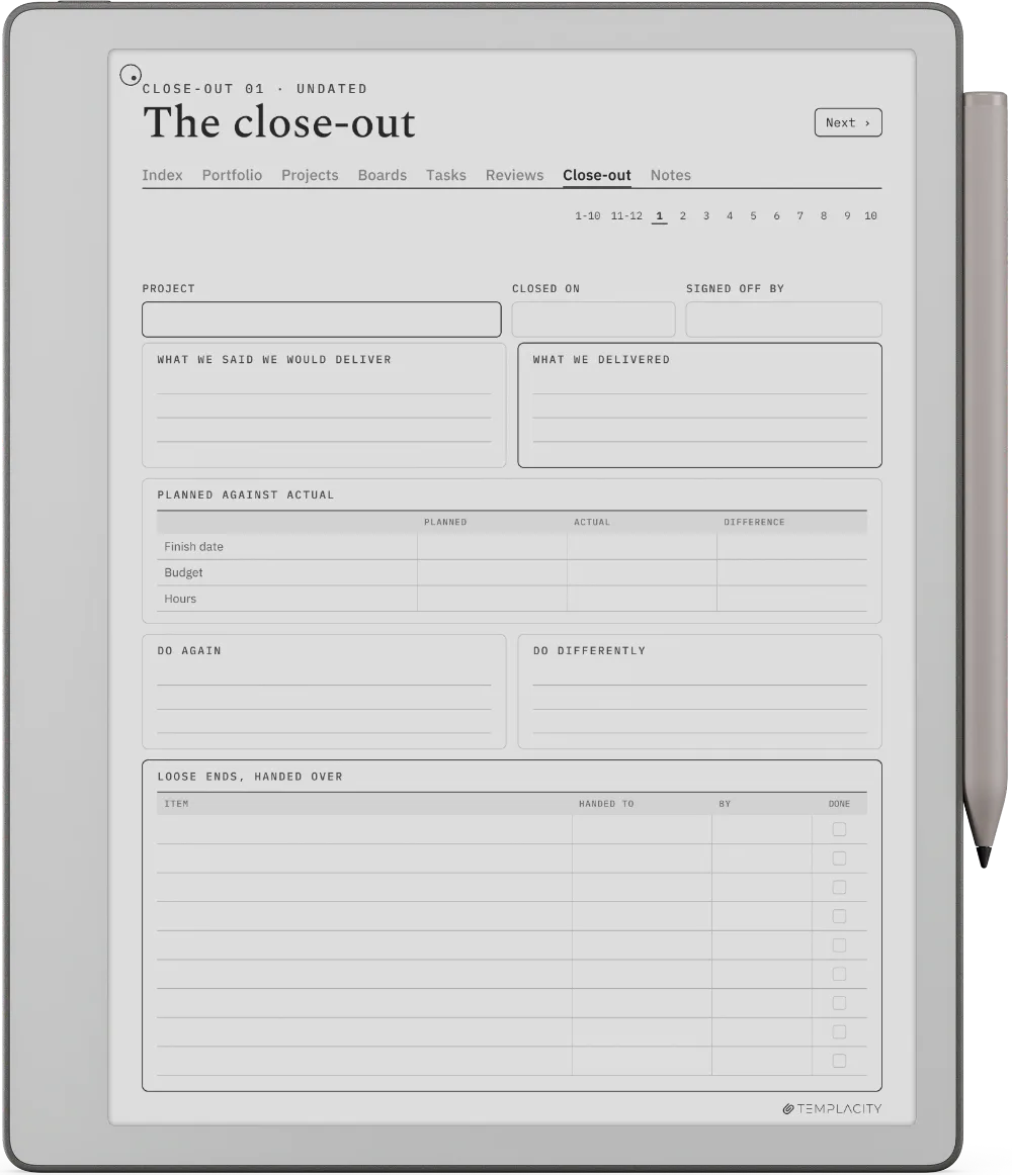 The Planner · Project Portfolio reMarkable Paper Pure page 5
