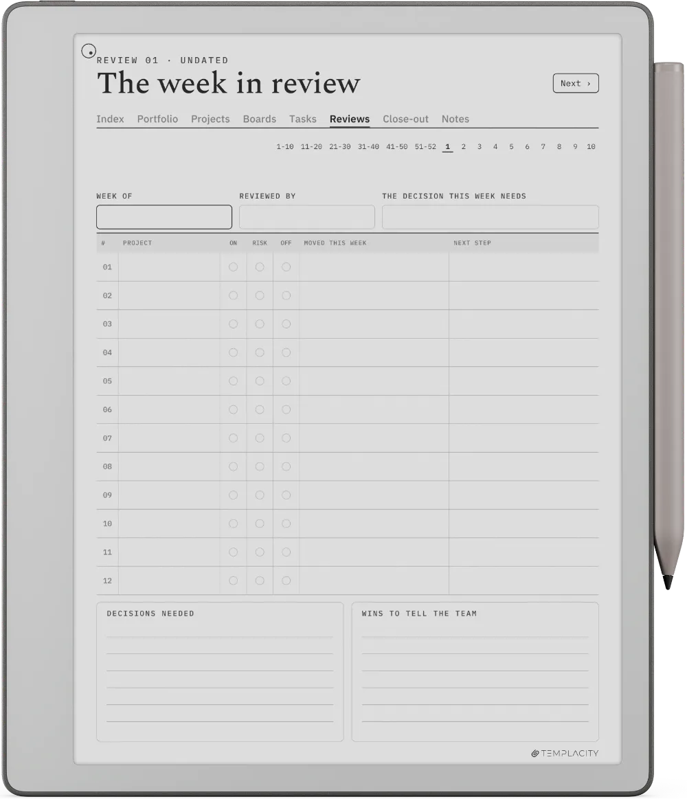 The Planner · Project Portfolio reMarkable Paper Pure page 4