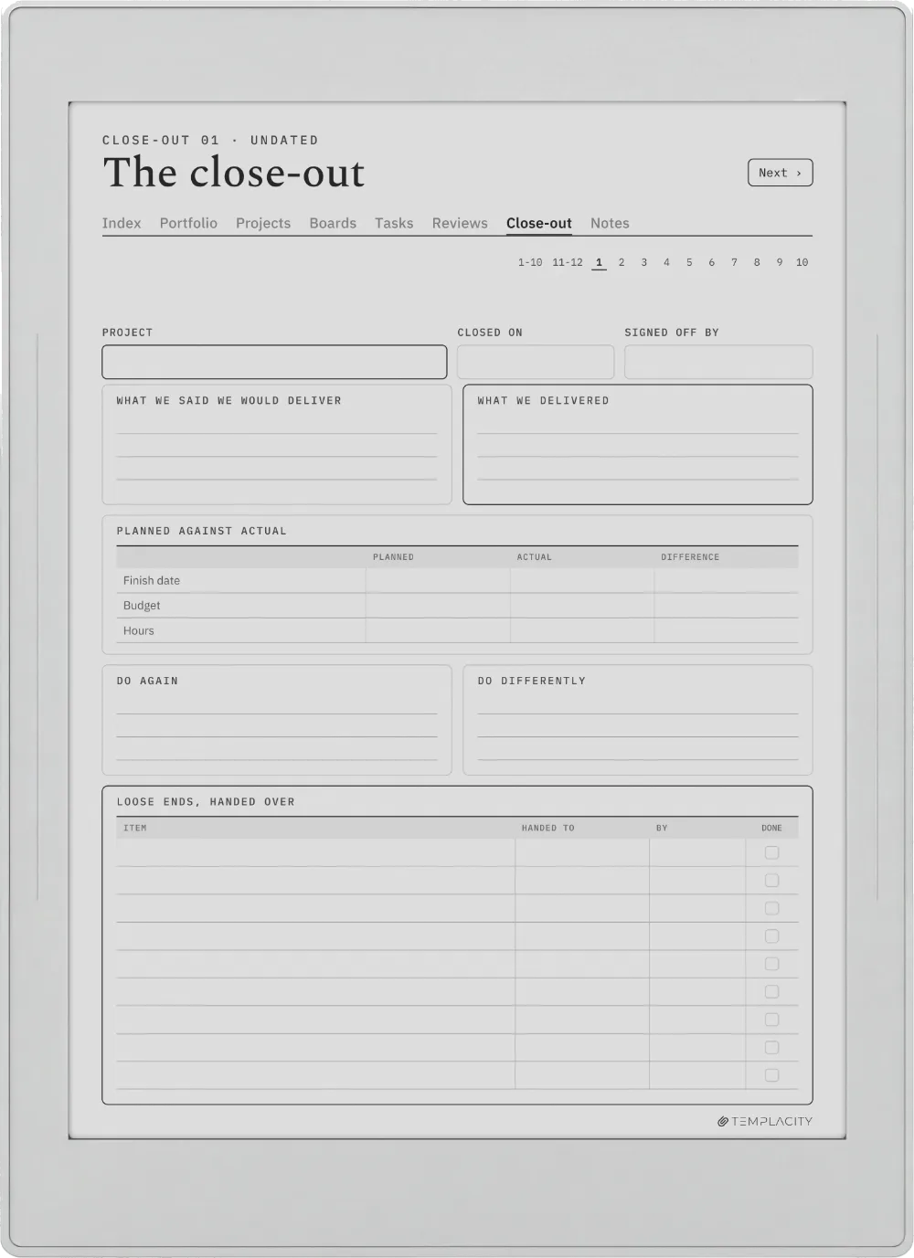 The Planner · Project Portfolio Supernote Nomad page 5