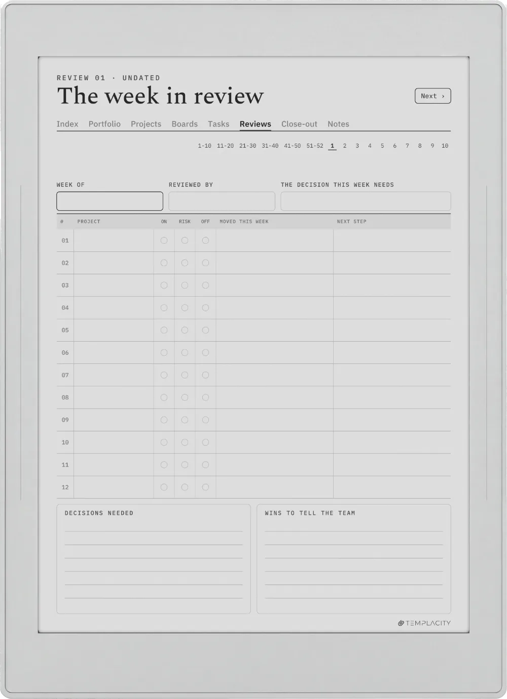 The Planner · Project Portfolio Supernote Nomad page 4