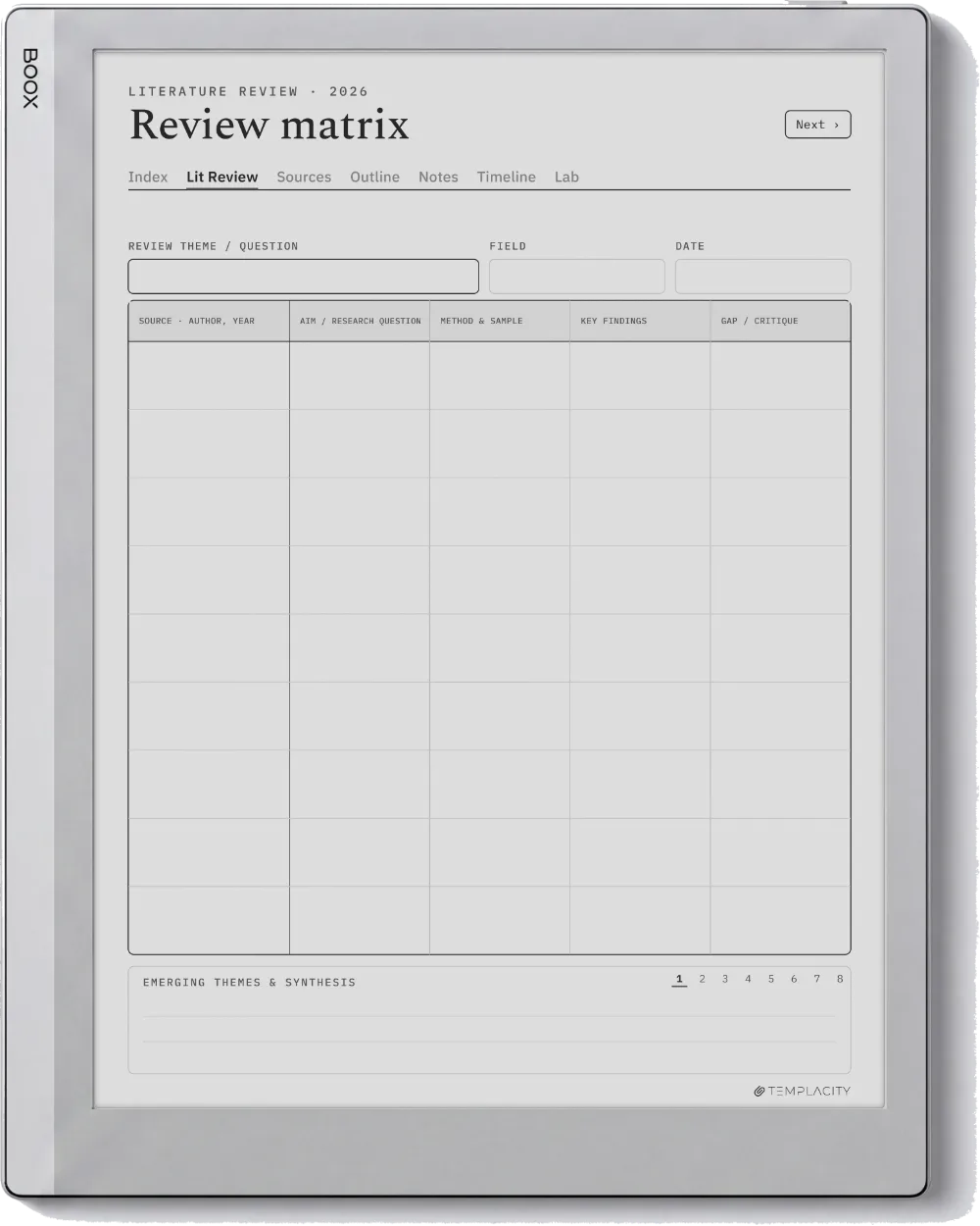 The Planner The Literature Matrix