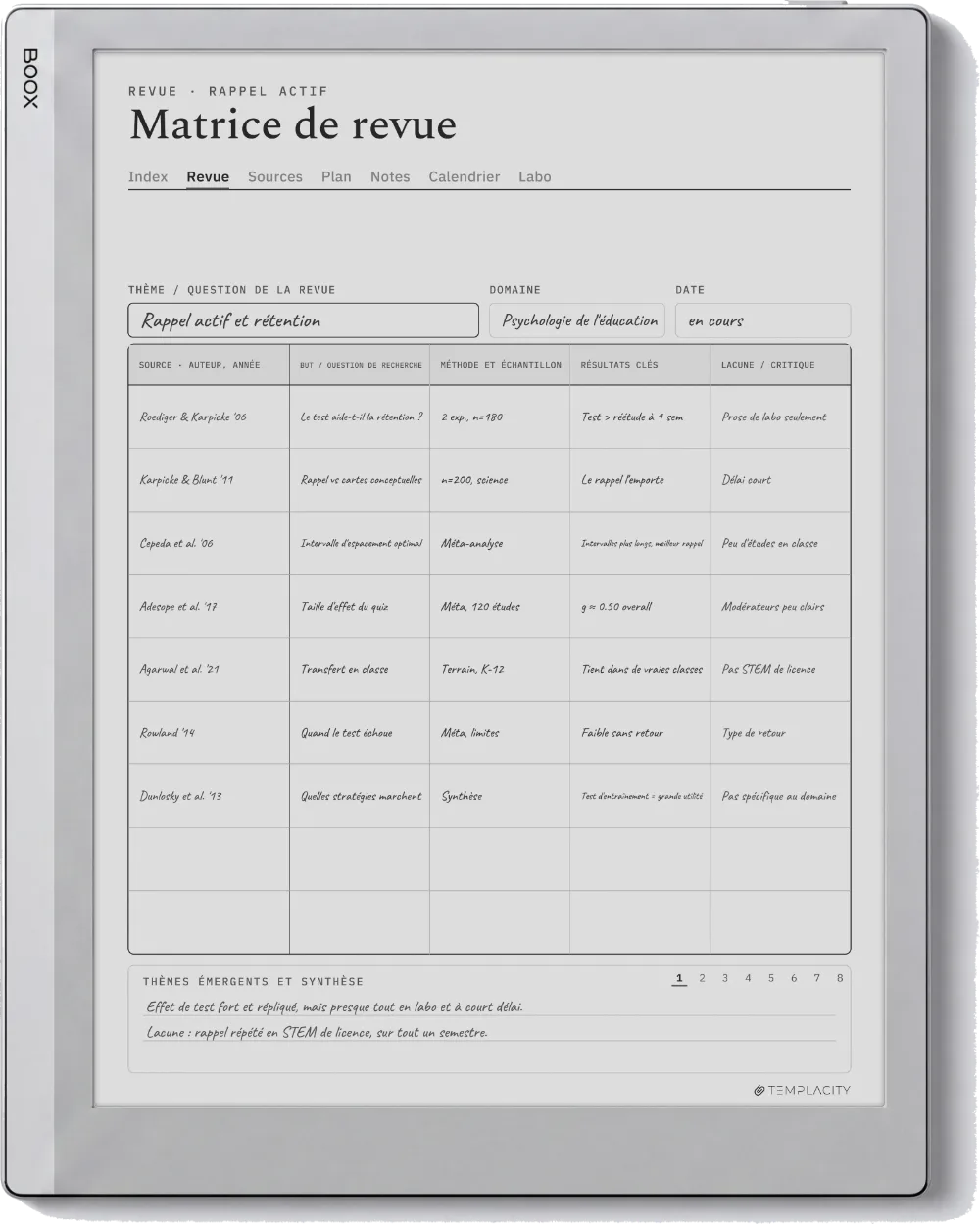 Le Planner sur la Boox Go 10.3
