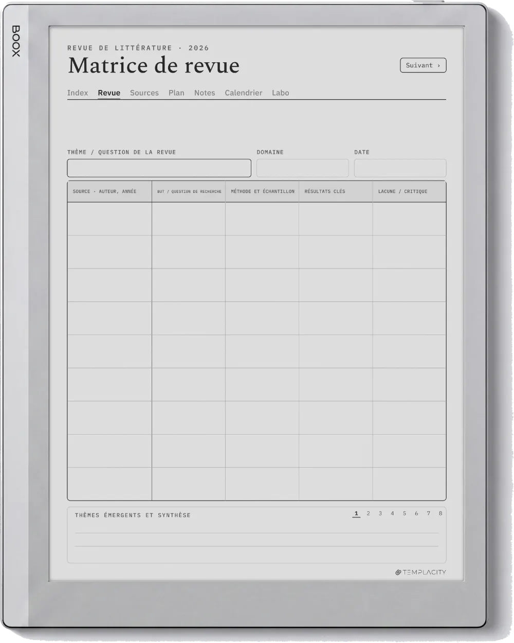 The Planner La matrice de littérature