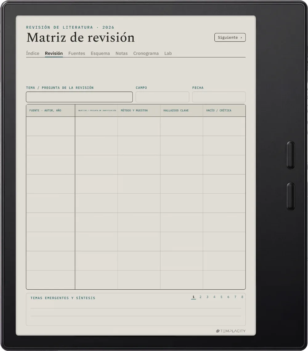 The Planner La matriz bibliográfica