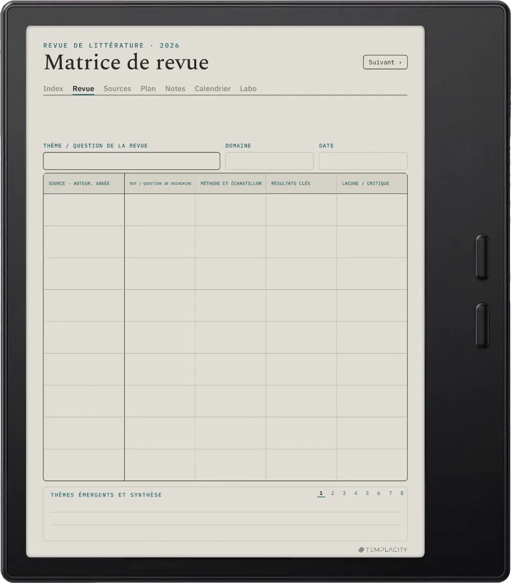 The Planner La matrice de littérature