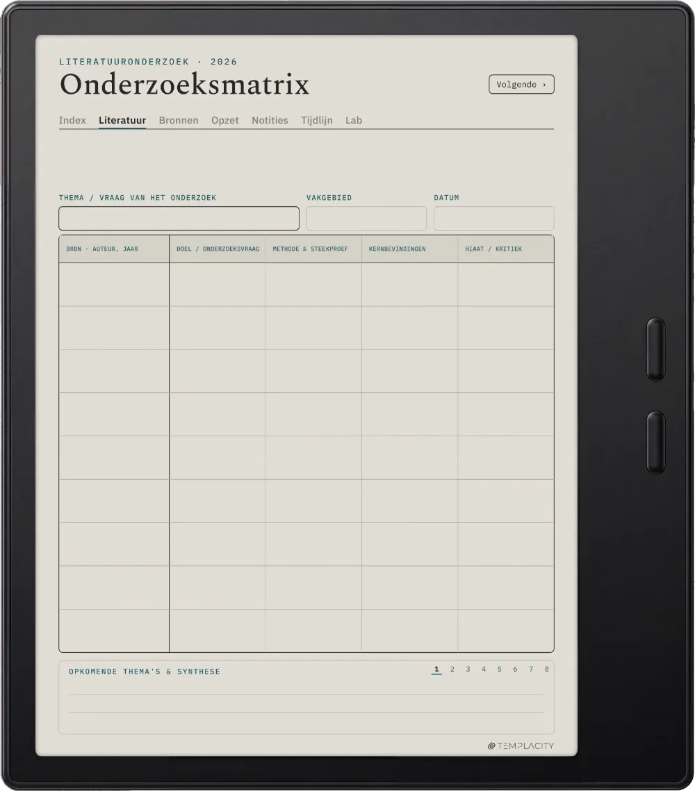 The Planner De literatuurmatrix