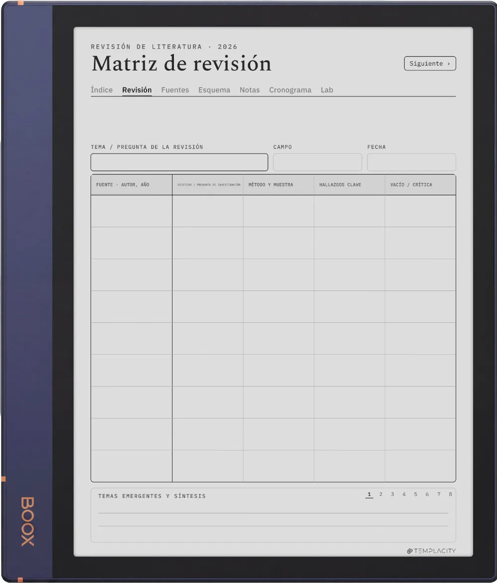 The Planner La matriz bibliográfica