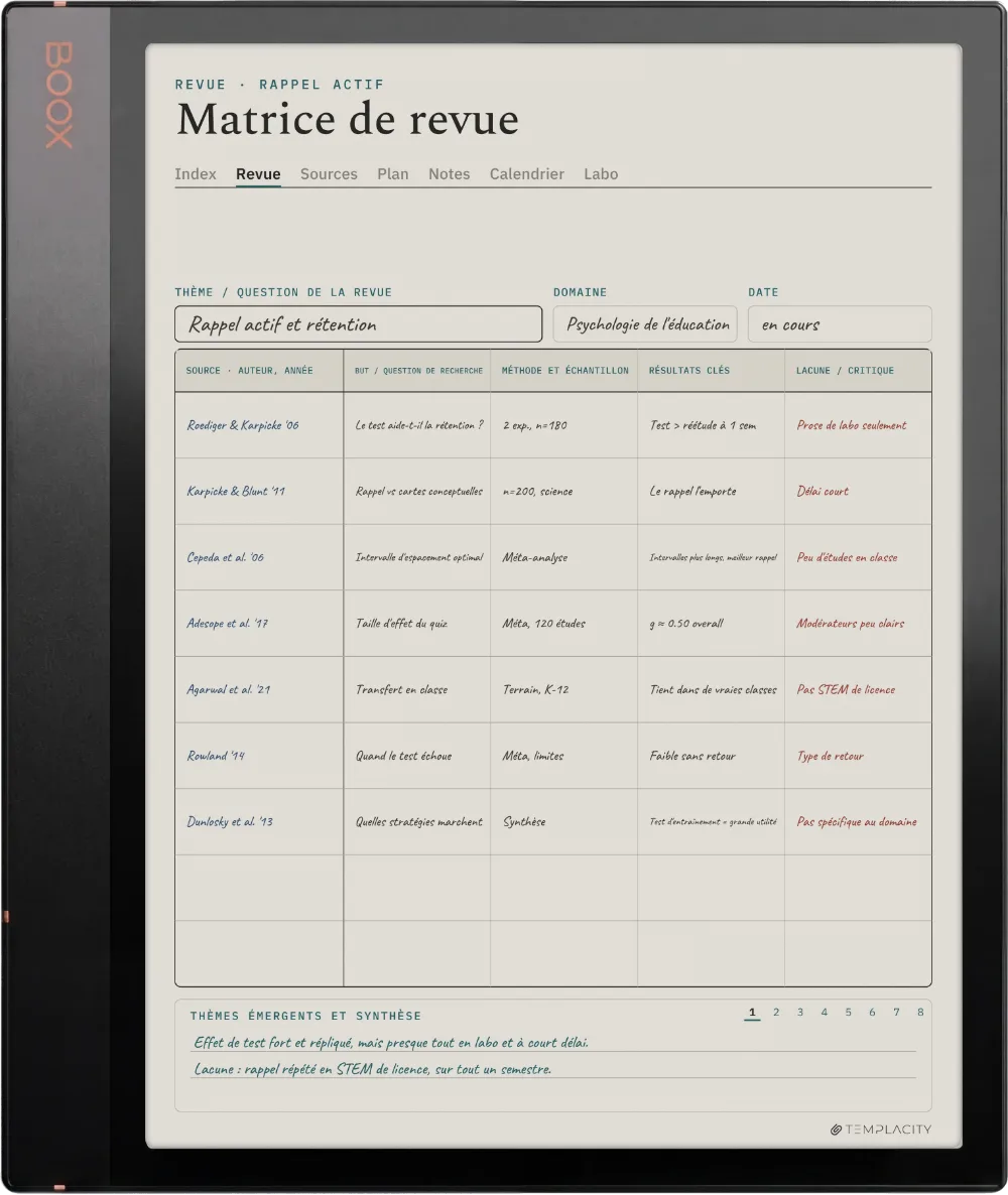 Le Planner sur la Boox Note Air3 C