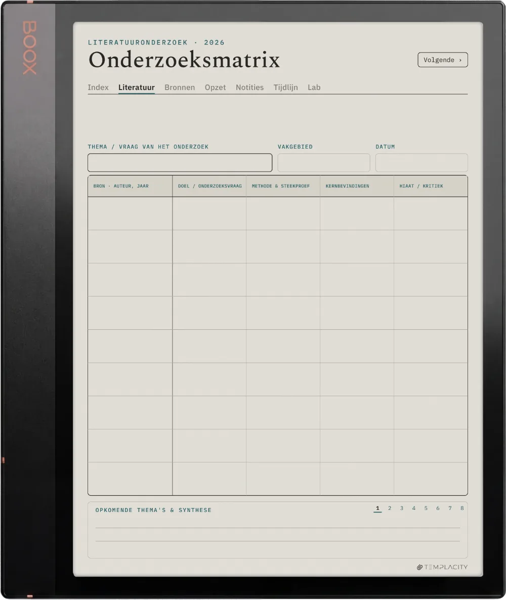 The Planner De literatuurmatrix