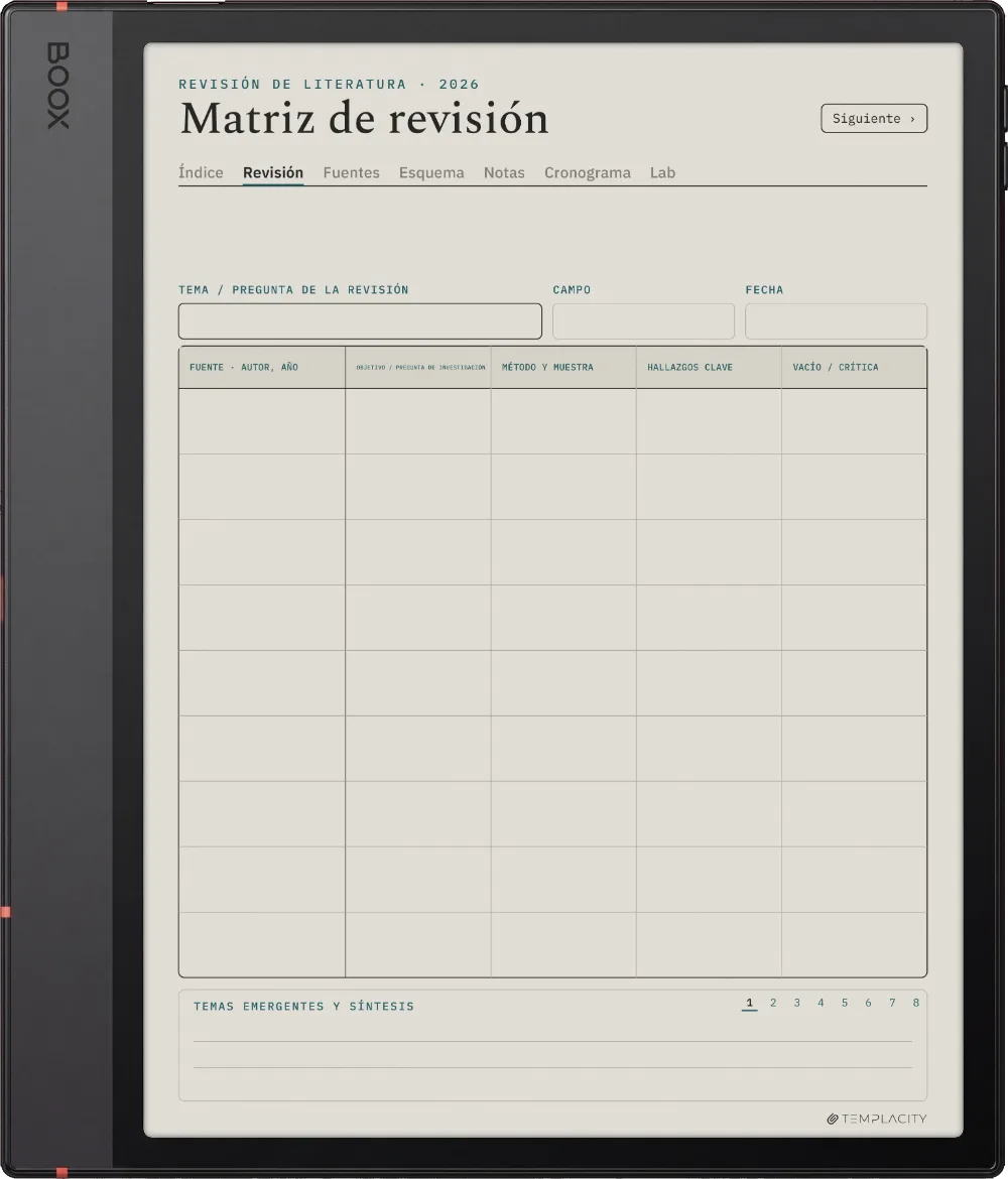 The Planner La matriz bibliográfica