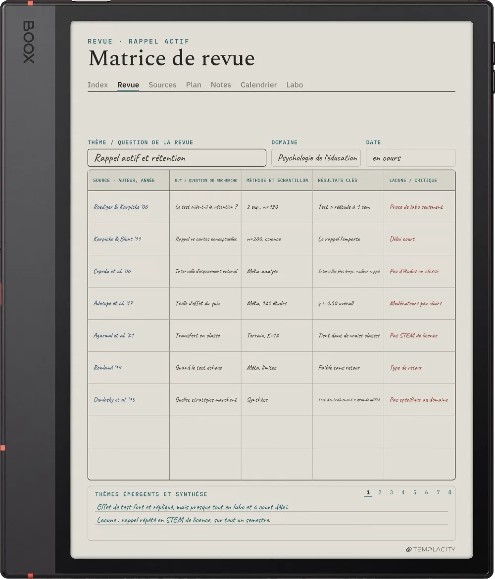 Le Planner sur la Boox Note Air5 C