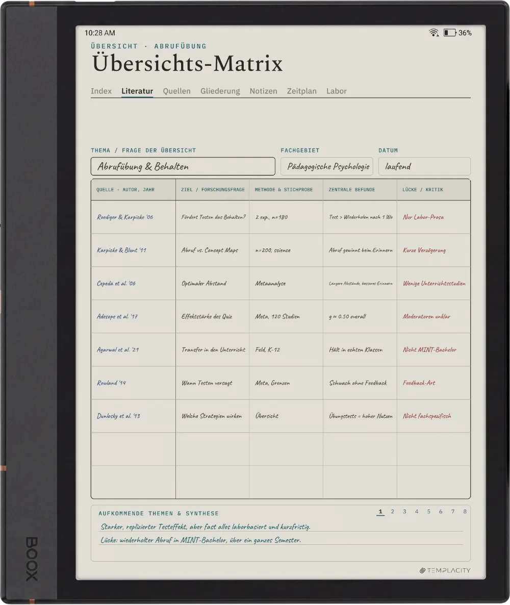 The Planner auf dem Boox Note Max