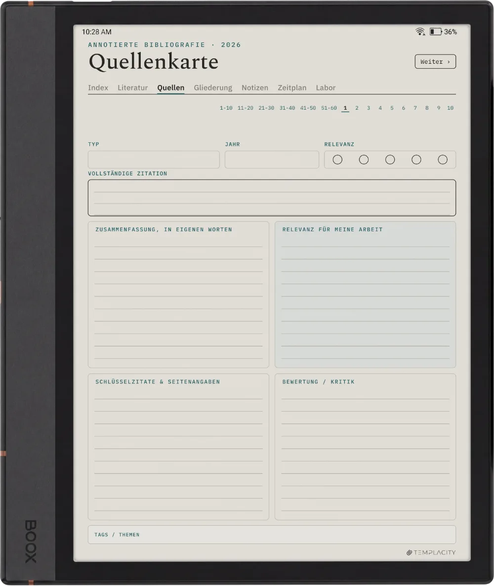 The Planner · Forschung Boox Note Max Seite 2