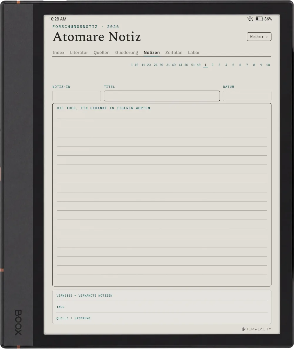The Planner · Forschung Boox Note Max Seite 3