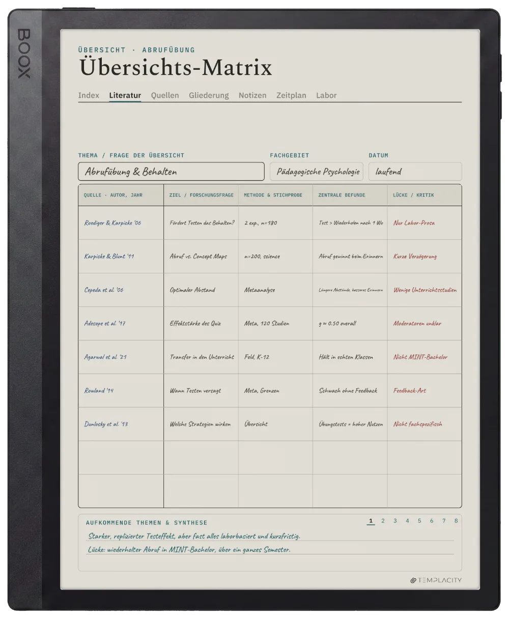 The Planner auf dem Boox Tab Ultra C Pro