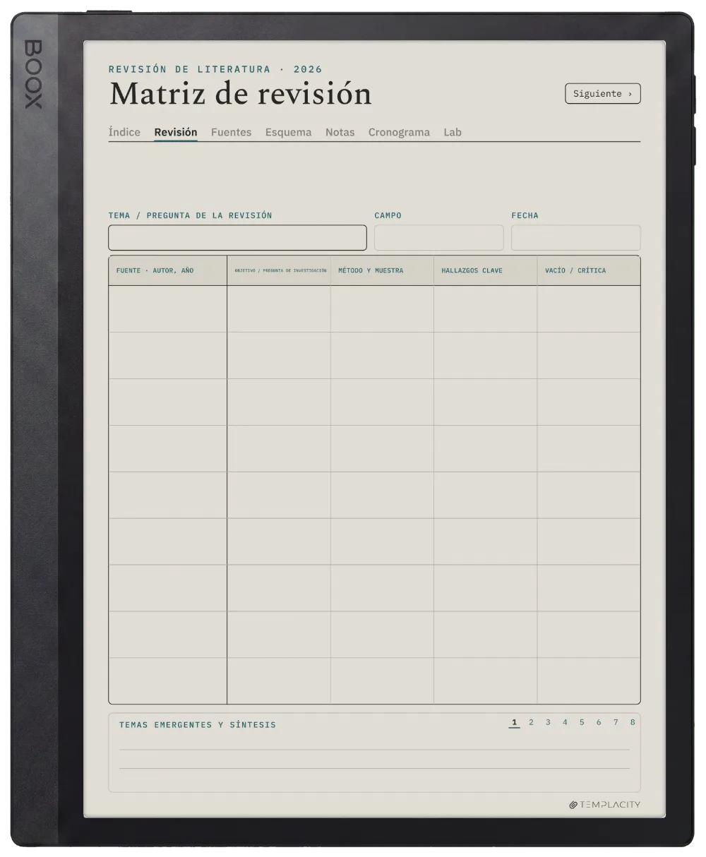 The Planner La matriz bibliográfica